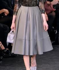 grey leather a-line skirt