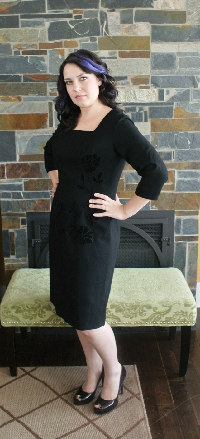 Square neck, knee length, three quarter sleeves = the perfect LBD.