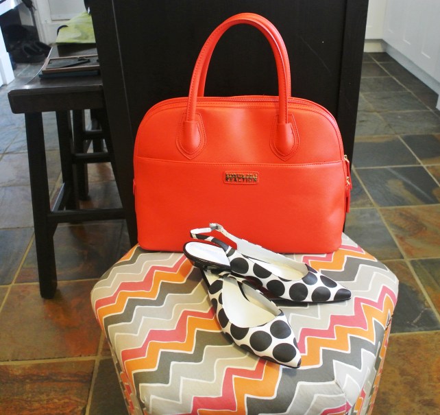 My new red bag from Burlington coat factory just outside of Portland, and these pointy-toes polk-a-dot slingback flats I thrifted not too long ago. The bright crispiness of these two make me happy!