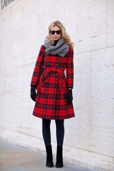 plaid trench