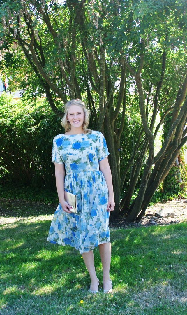 Floral illusion fit and flare party dress