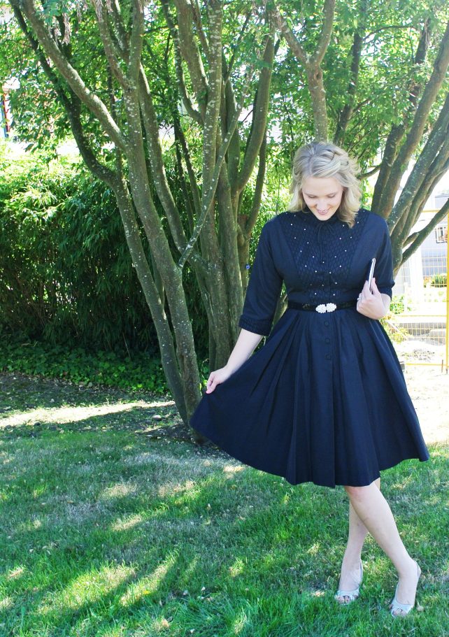 Black 50s fit and flare party dress