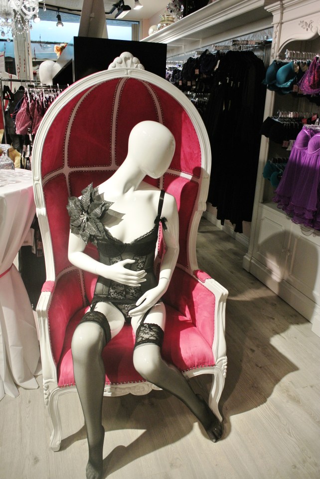This is how I'll spend my retirement years: sitting in a pink chair with a roof on it in lingerie.