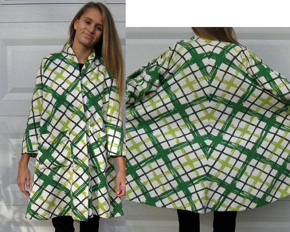 Green Plaid swing coat
