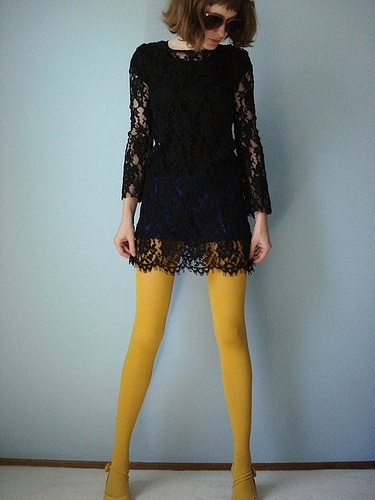 Black lace and mustard