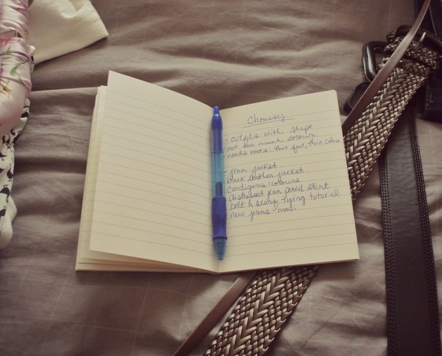 I takes notes for the analysis in a little notebook.