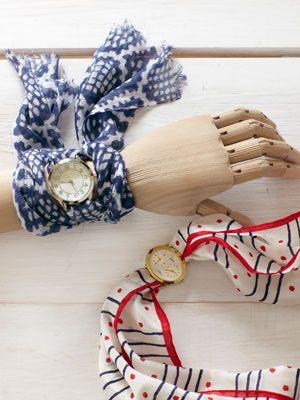 Wear as a watch strap!  Need: Watch face, rectangular printed scarf.
