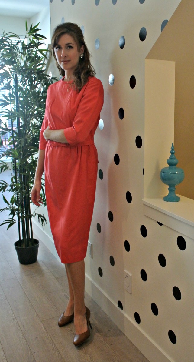 coral silk dress 2